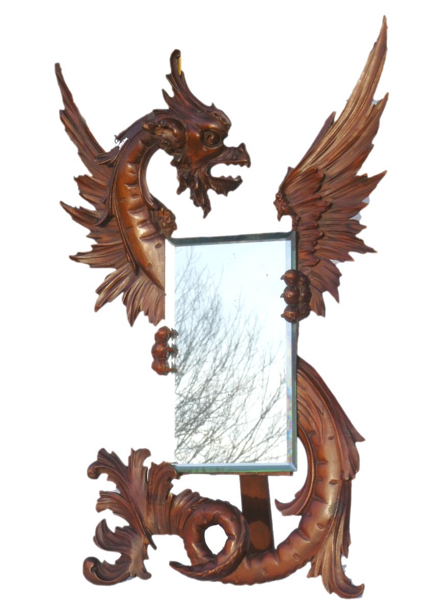 Miroir Napoleon III , Gabriel Viardot , Décor De Dragon , Second Empire , Asie , XIXe Vers 1880-photo-1