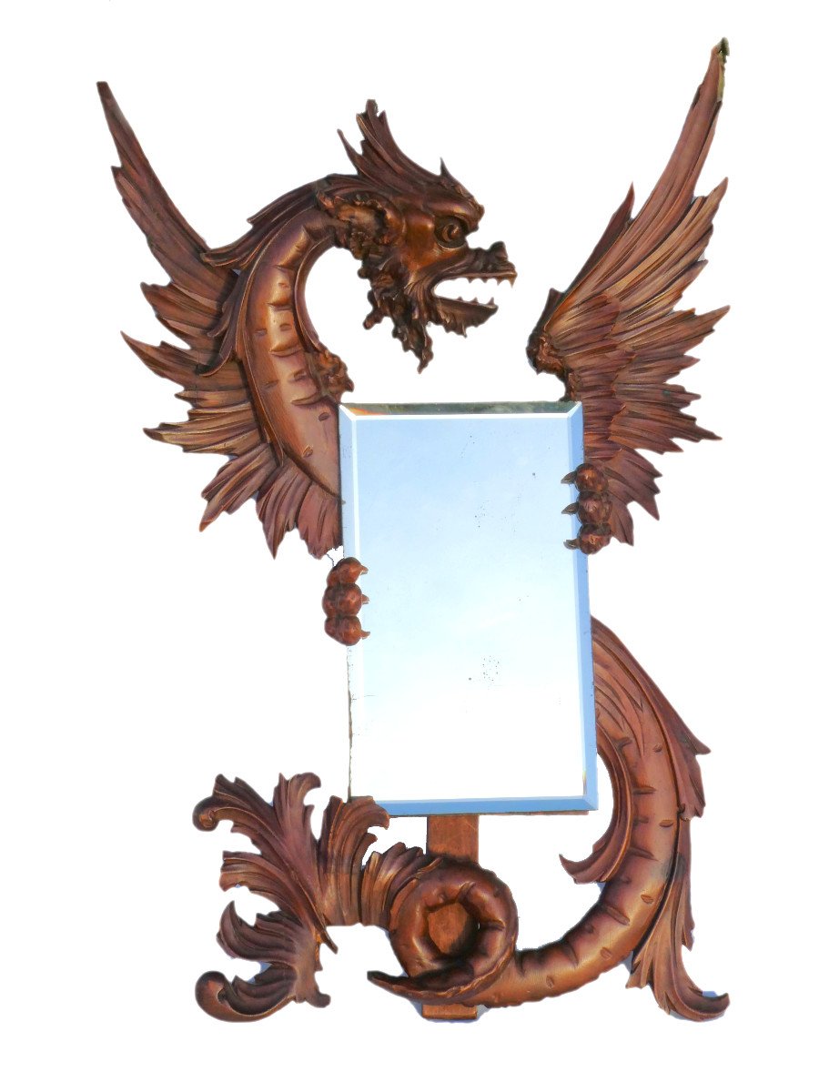 Miroir Napoleon III , Gabriel Viardot , Décor De Dragon , Second Empire , Asie , XIXe Vers 1880