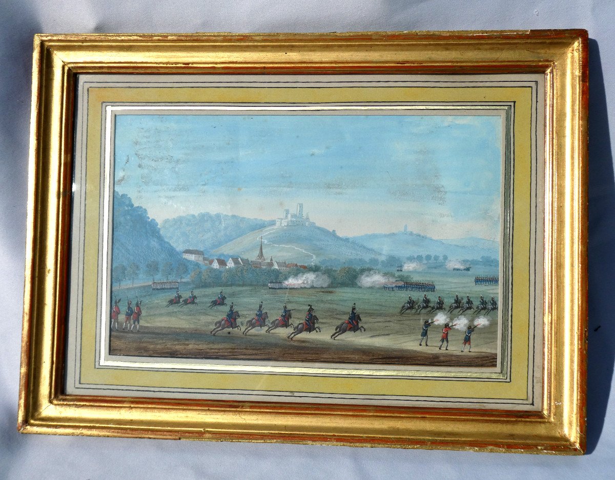 Gouache XIXe , Scène De Bataille Napoléonienne , Peintre Henri-joseph Van Blarenberghe Lille