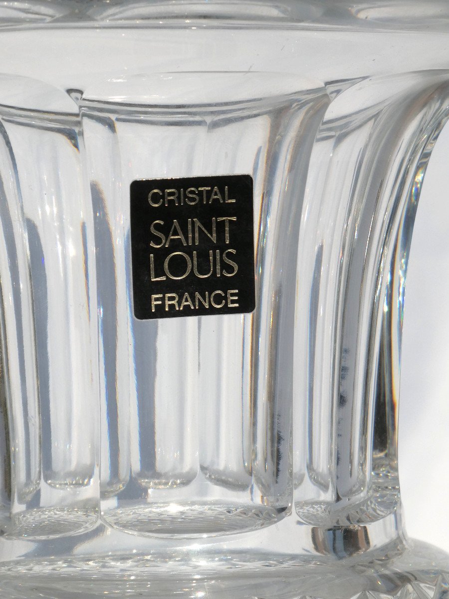 Versailles Crystal Vase By Saint Louis, Medicis Model, Diamond Points & Flat Sides-photo-2