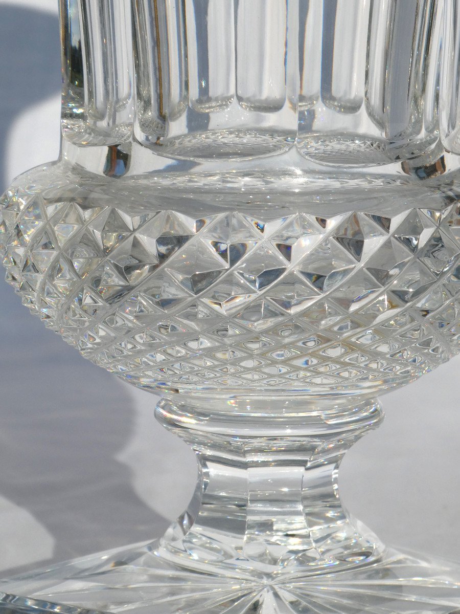 Versailles Crystal Vase By Saint Louis, Medicis Model, Diamond Points & Flat Sides-photo-4