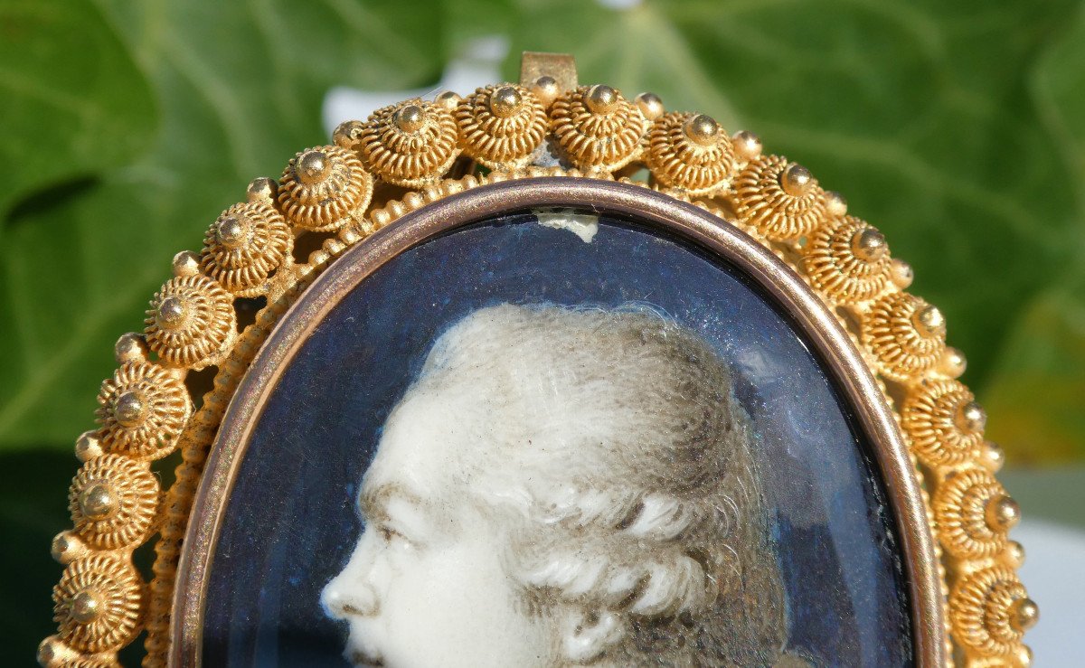 Portrait Miniature Epoque XVIIIe Siecle , Profil Du Duc De Cumberland , Grisaille , Medaillon-photo-3