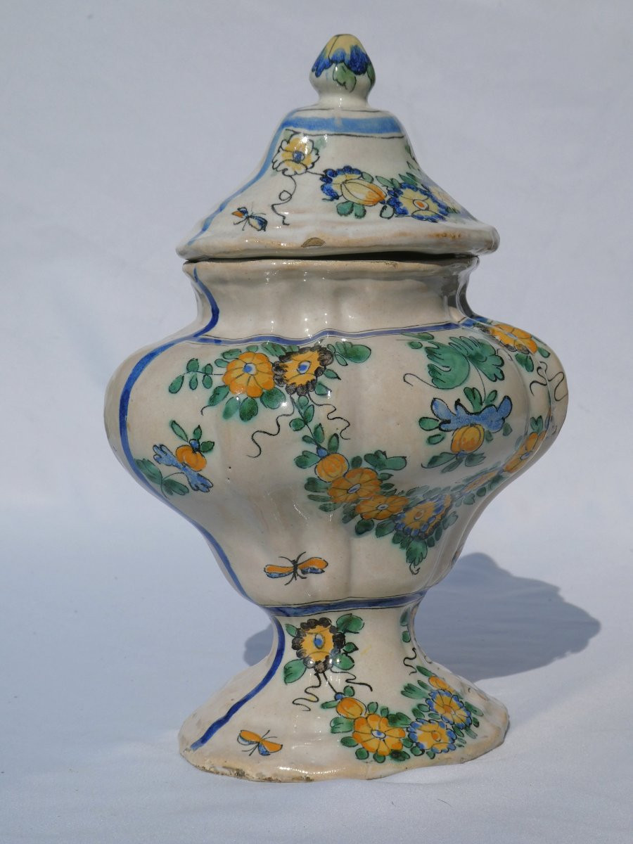 Pot Couvert d'Apothicaire , Faience XVIIIe Siecle Mouches , 1746 , Pharmacie Cerreto Sannita-photo-2