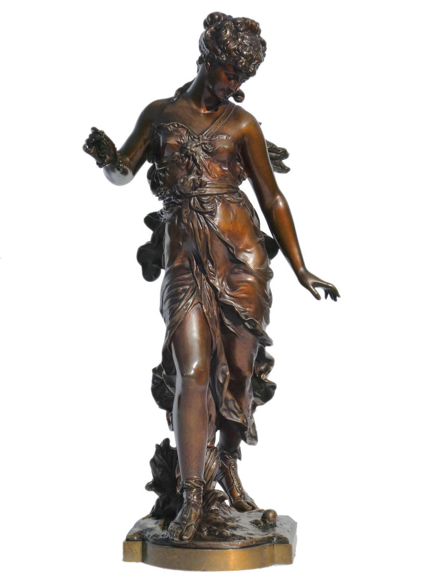 Mythological Bronze, Atalanta With The Apple, Napoleon III Period, Signed Hippolyte Moreau, 19th Century-photo-2