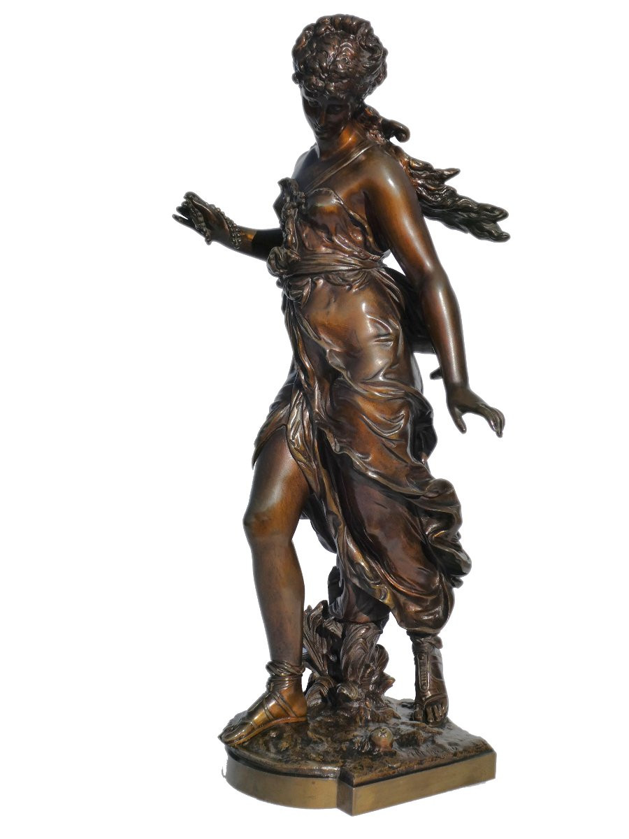 Mythological Bronze, Atalanta With The Apple, Napoleon III Period, Signed Hippolyte Moreau, 19th Century-photo-3