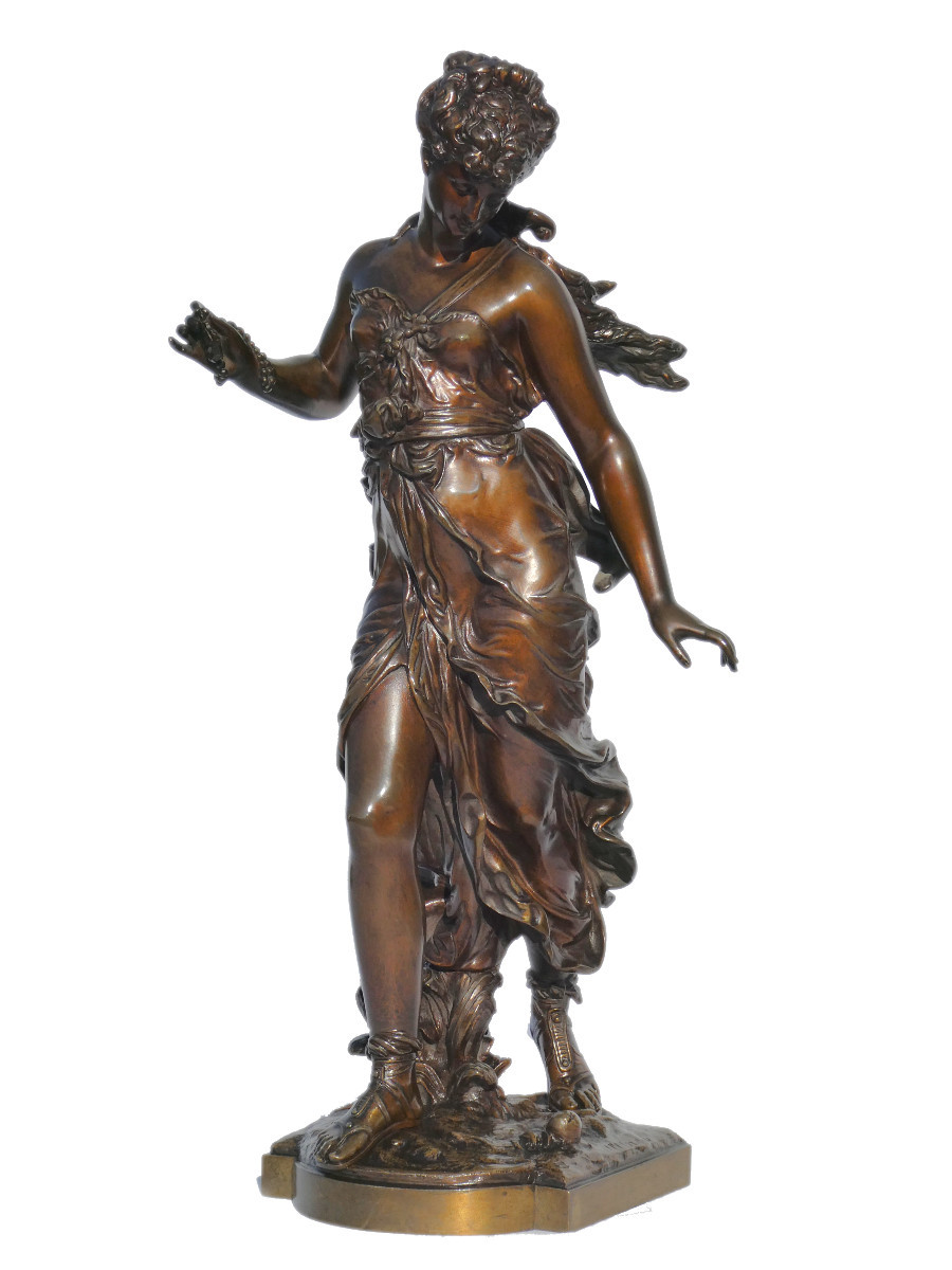 Mythological Bronze, Atalanta With The Apple, Napoleon III Period, Signed Hippolyte Moreau, 19th Century