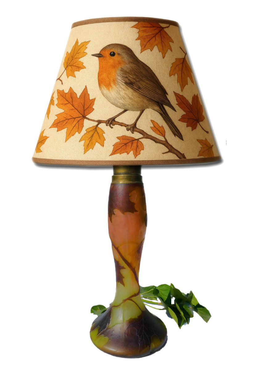 Pied De Lampe En Verre Degagé à l'Acide , époque Art Nouveau , Signé Legras , Chataignes XIXe 