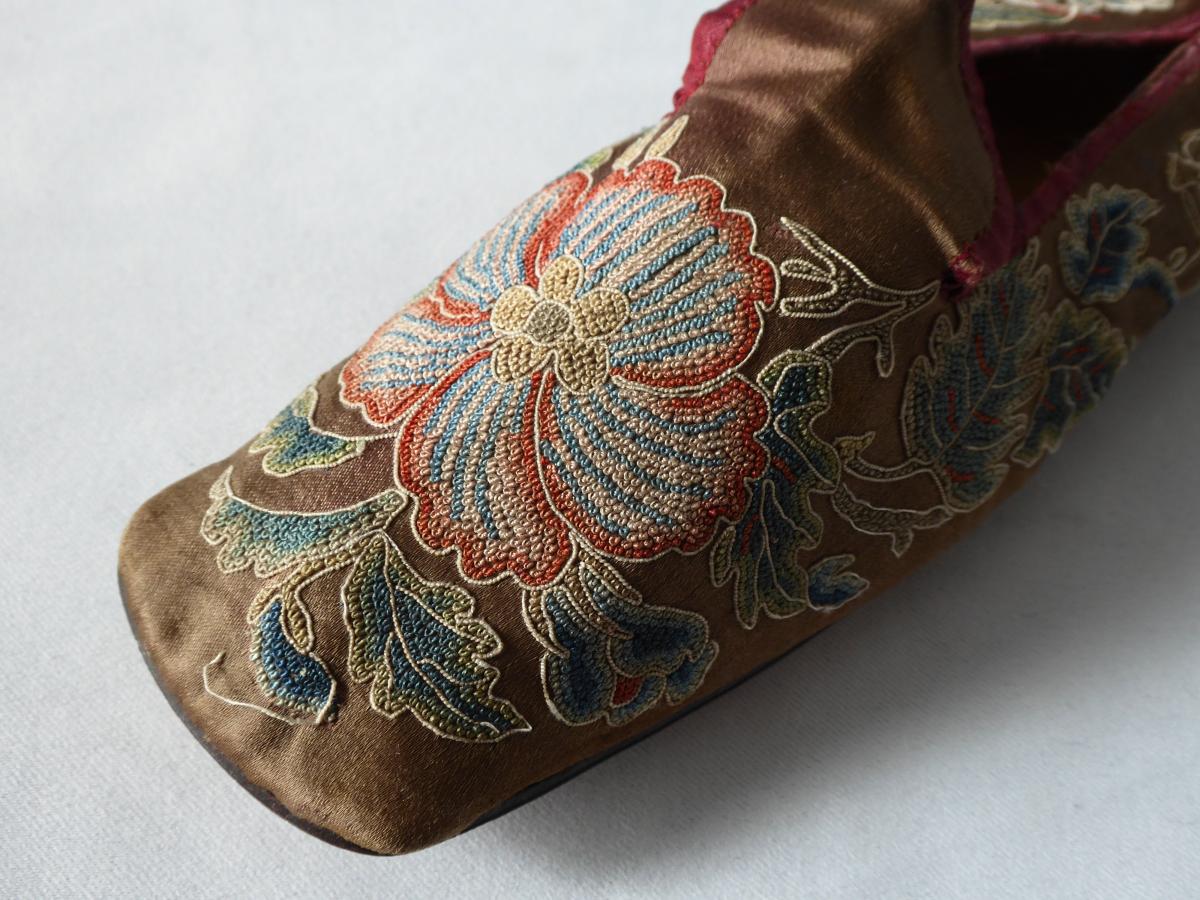 Embroidered Silk Shoe 1820, Ballerina Early Nineteenth Century, Shoes Shoes-photo-2