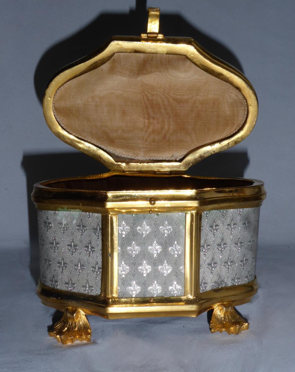 Jewelry Box, Box Nineteenth Fleur De Lys Profile Of Tsar Nicolas II Enamel Plate Enamel-photo-6