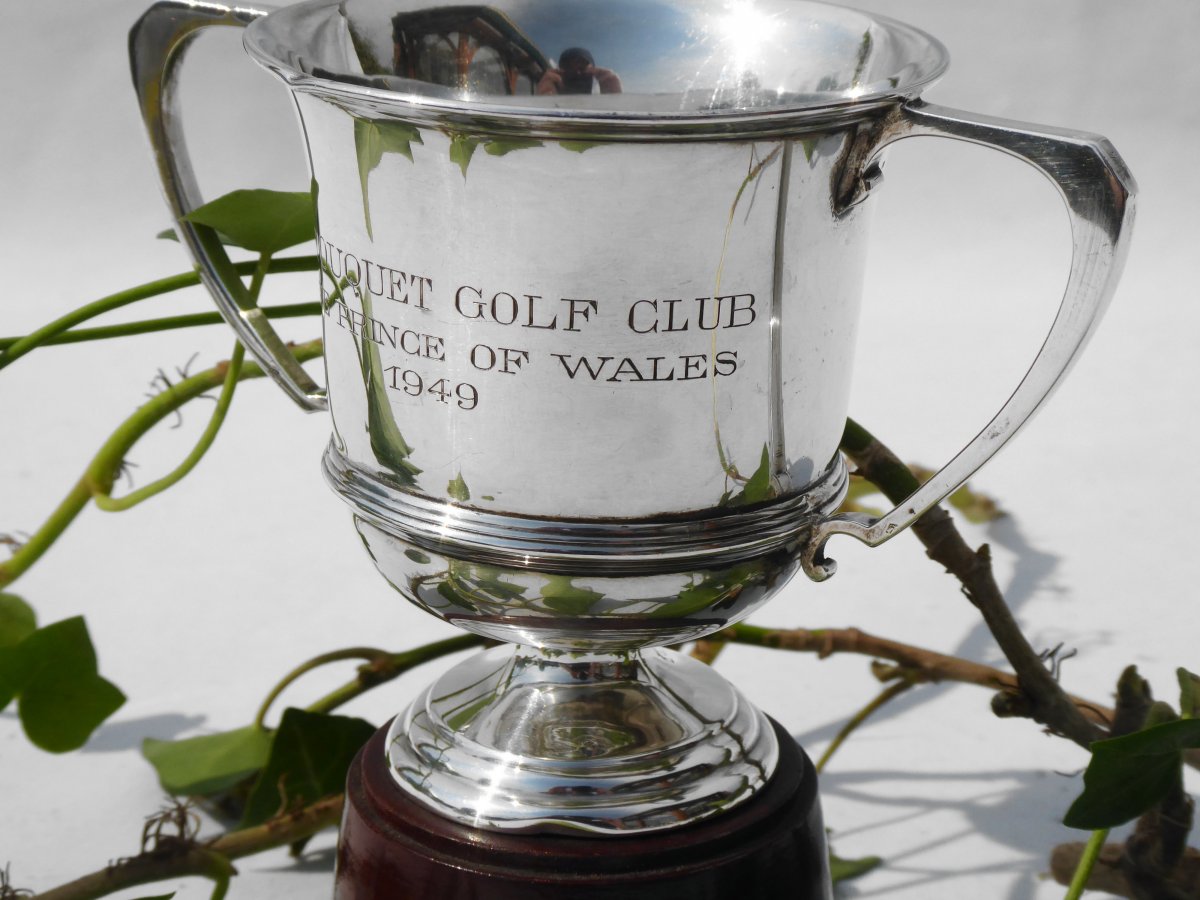 Golf Trophy In Sterling Silver, Mappin & Webb, Mahogany Base, Art Deco Trophee Sport Cup-photo-2