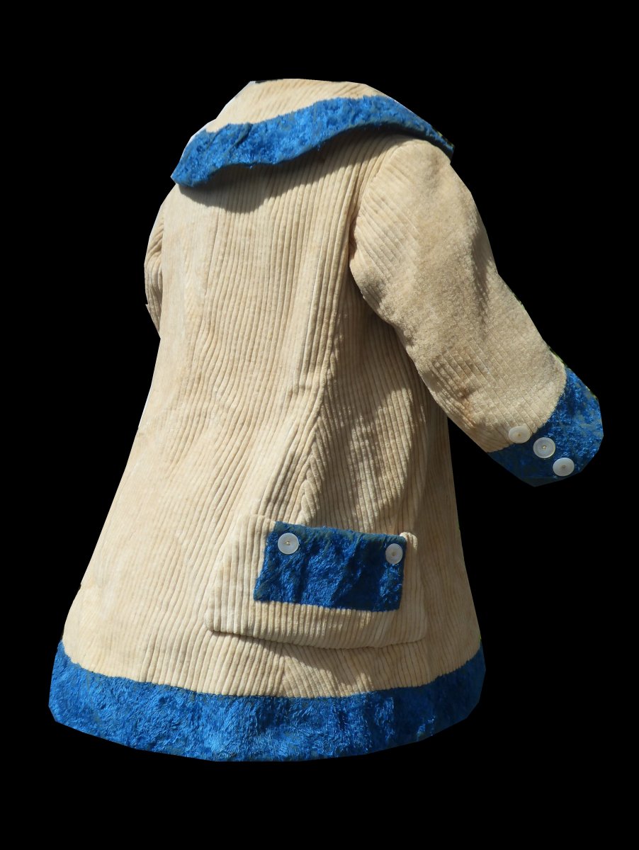 Robe à Tournure Manteau d'Enfant époque 1880 Velours Cotelé , Vêtement De Poupée , Costume XIXe-photo-1