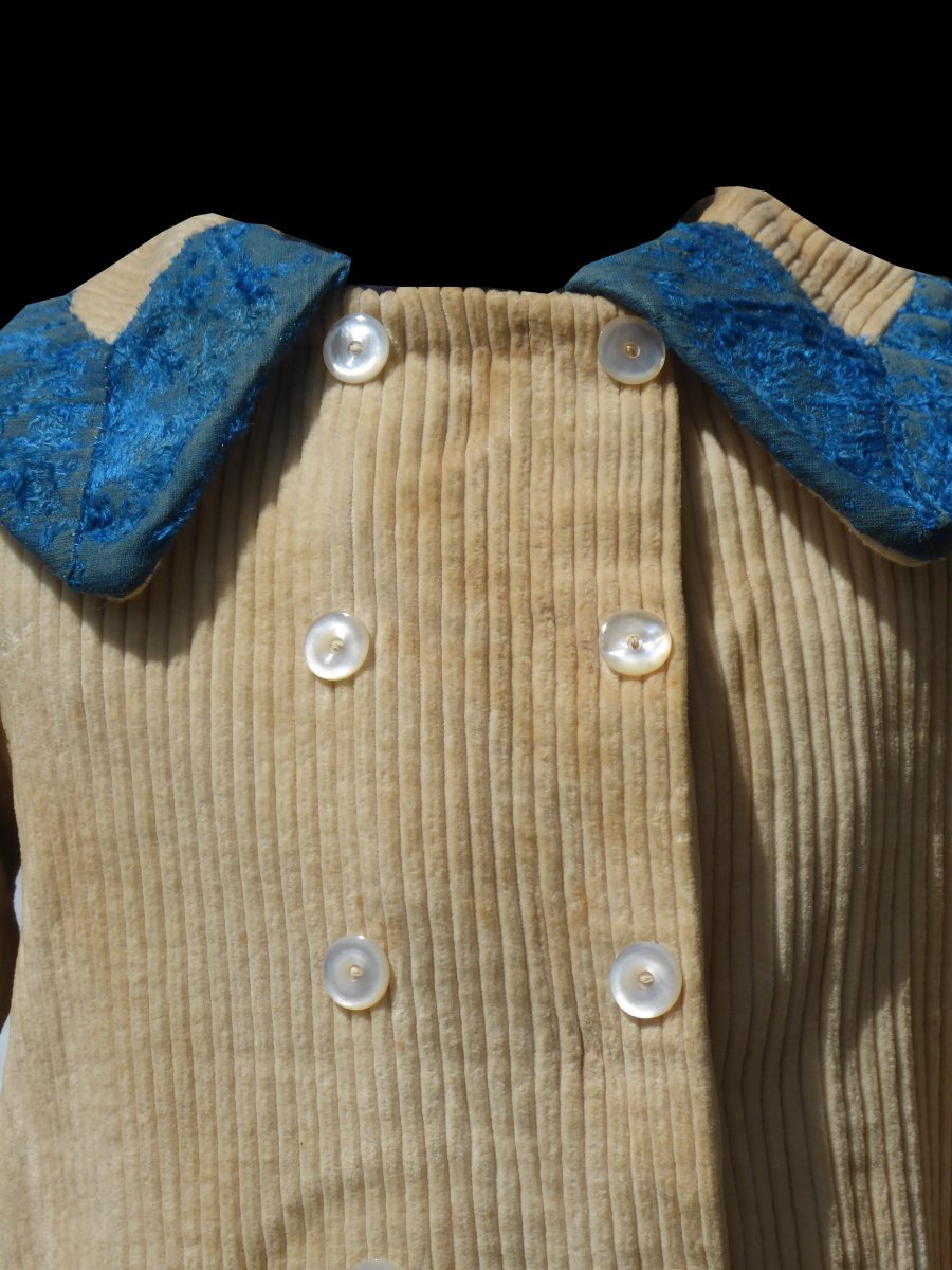 Dress With Child Coat 1880 Period Corduroy, Doll Clothes, Nineteenth Costume-photo-6