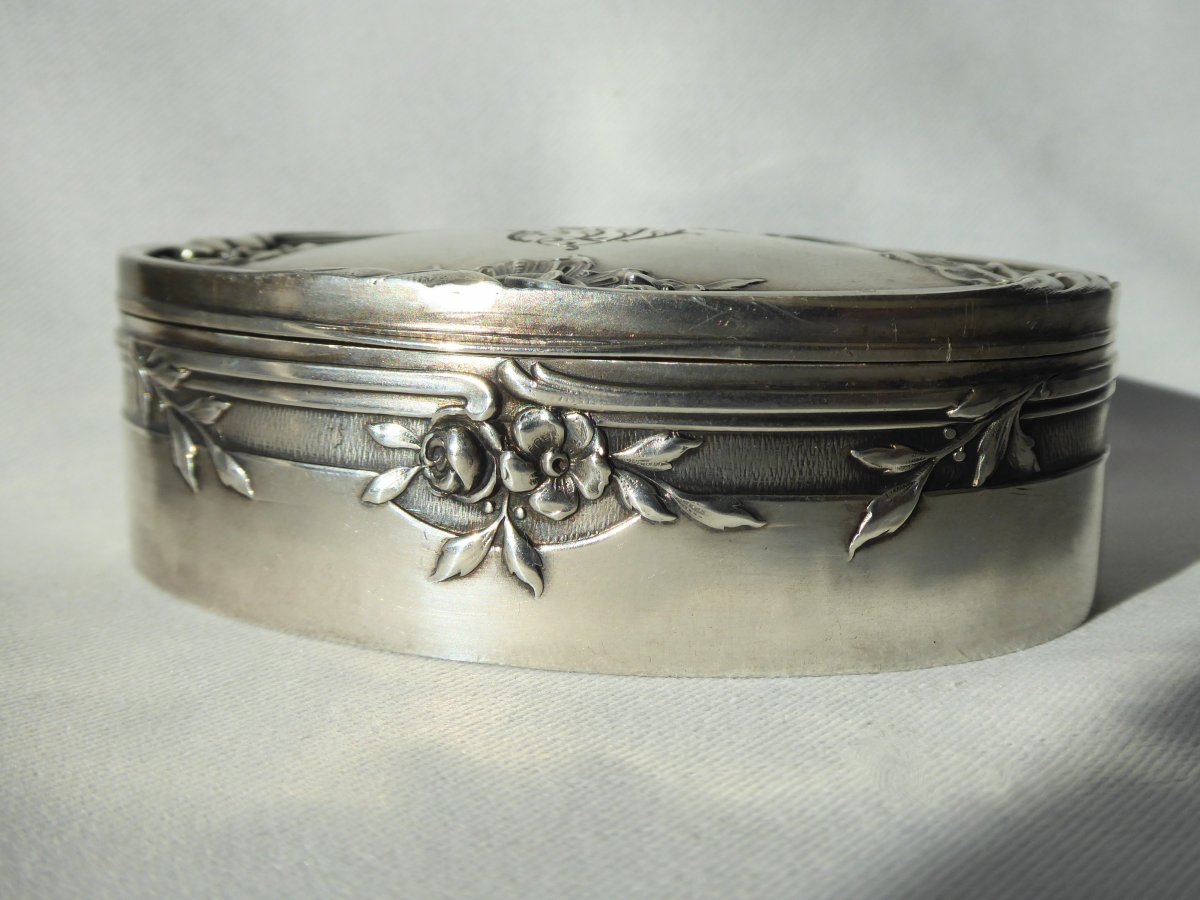 Silver Navette Box, Rocaille Decor Louis XV Style Around 1900, Tabatiere, Vermeil Nineteenth-photo-1