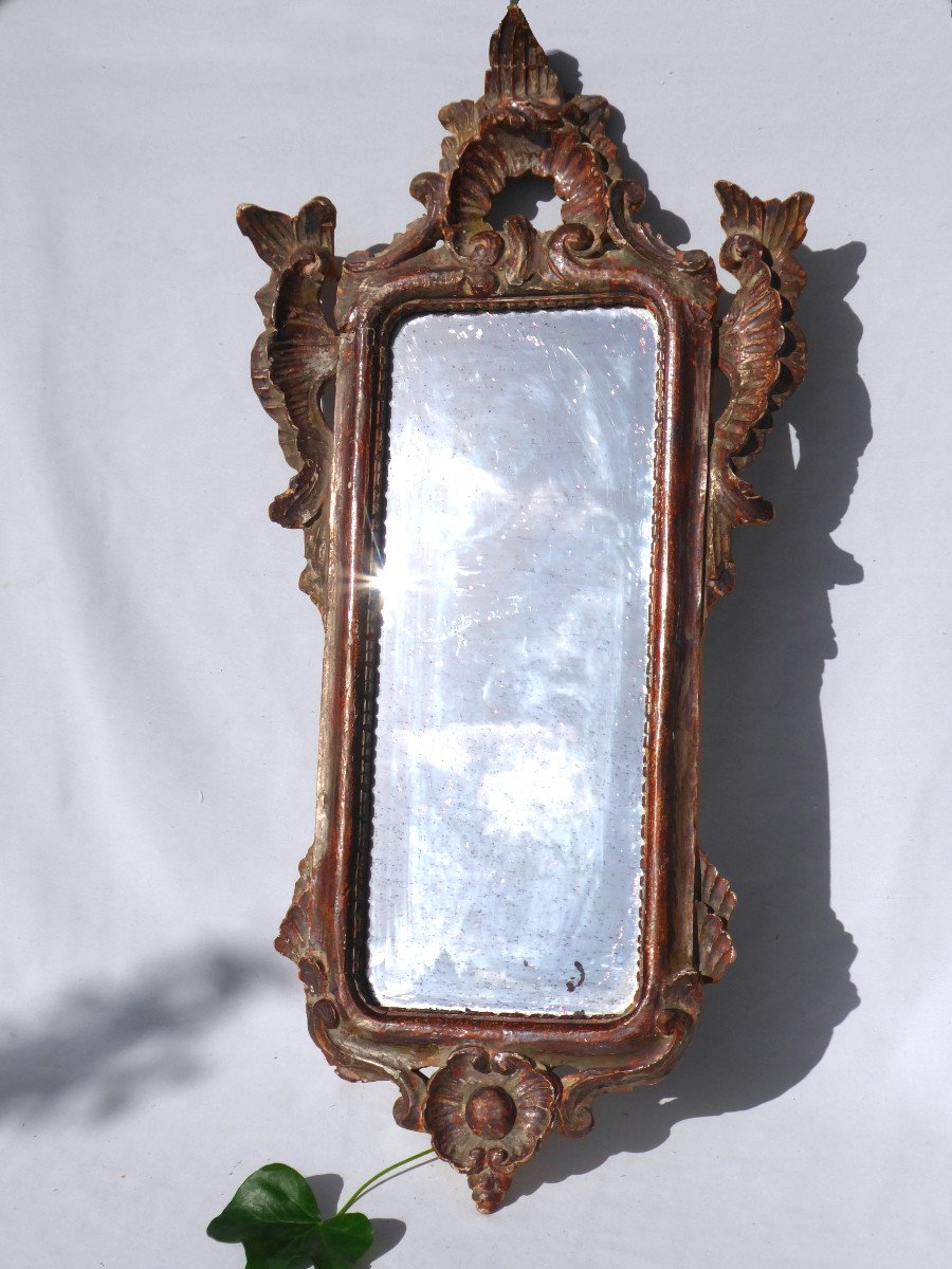 Mirror Au Mercure d'Entre Deux XVIIIth Century, Golden Wood, Rocaille Style-photo-2