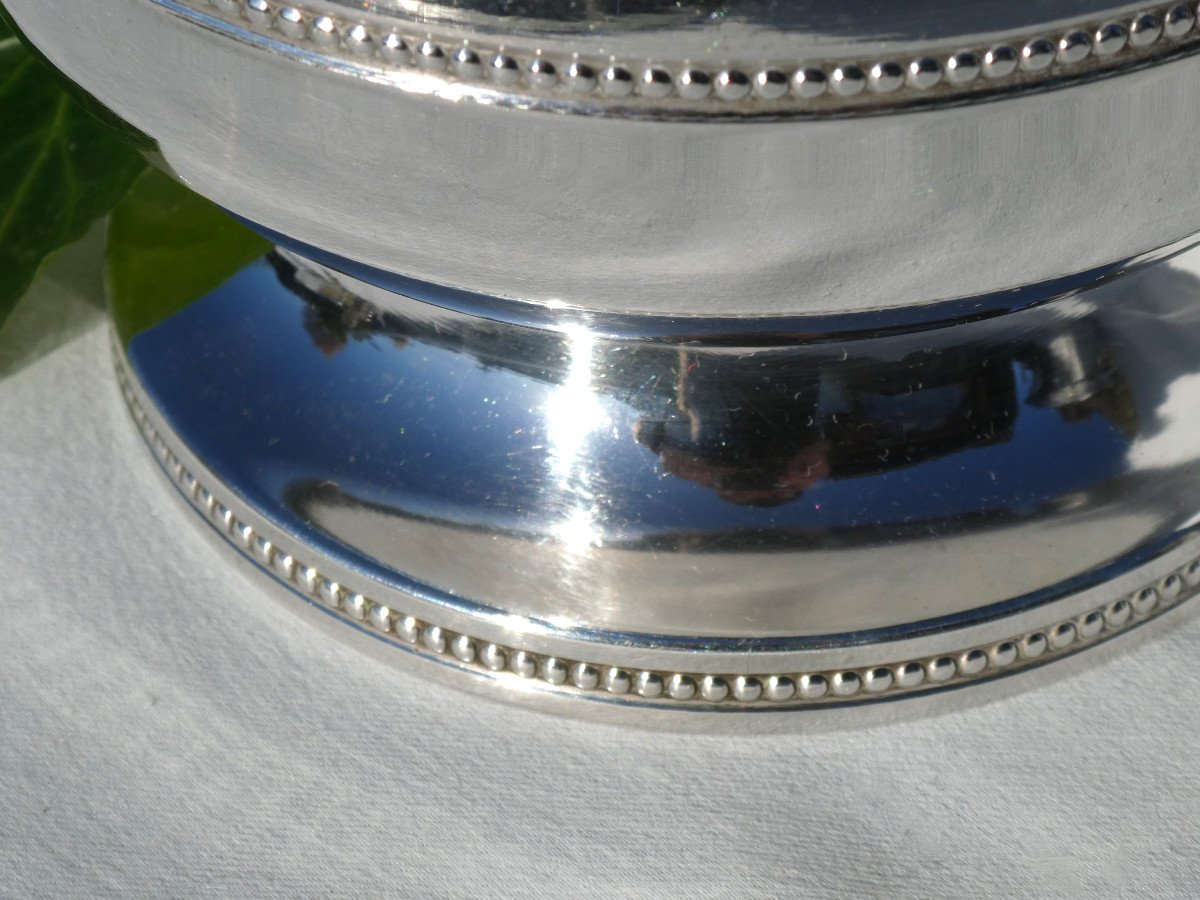 Champagne Bucket In Silver Metal Around 1930, Rafraichissoir, Cache Pot Vase Louis XVI-photo-4