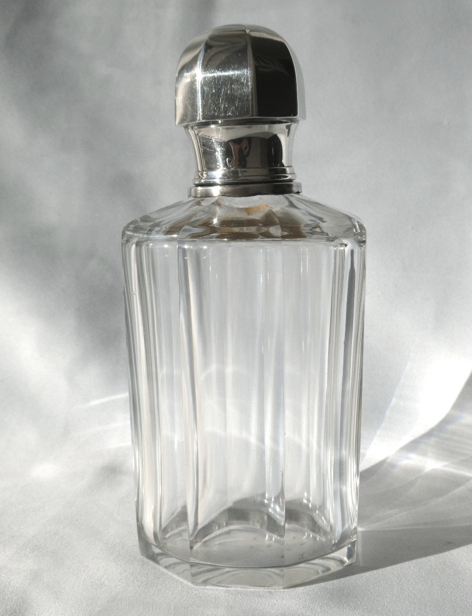 Toilet Trim In Sterling Silver & Crystal Perfume Bottles XIX Style Art Deco Modernist-photo-4