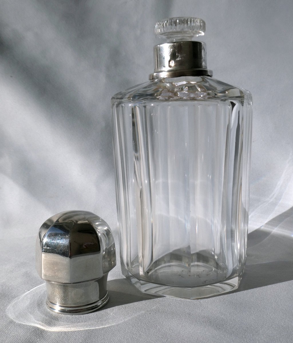 Toilet Trim In Sterling Silver & Crystal Perfume Bottles XIX Style Art Deco Modernist-photo-2