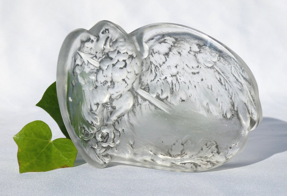 Art Nouveau Empty Pocket Around 1900, Frosted Crystal, Eagle At La Fleche, Amalric Walter Style-photo-1