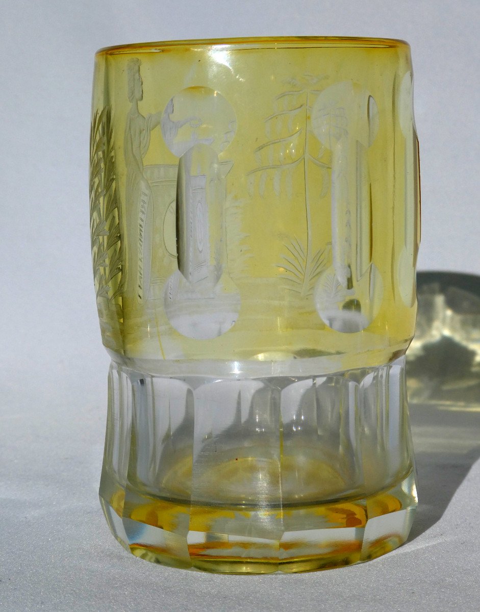 Engraved Glass Goblet Nineteenth Time, Freemasonry, Companion Mason,-photo-4