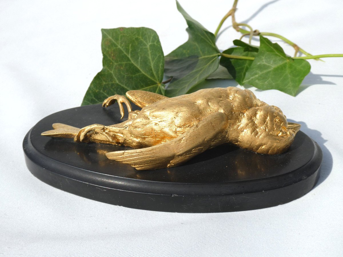 Bronze Doré Animalier d'Apres Paul Comoléra ( 1818 - 1897 ) Sculpture XIXe Napoleon III Oiseau-photo-3