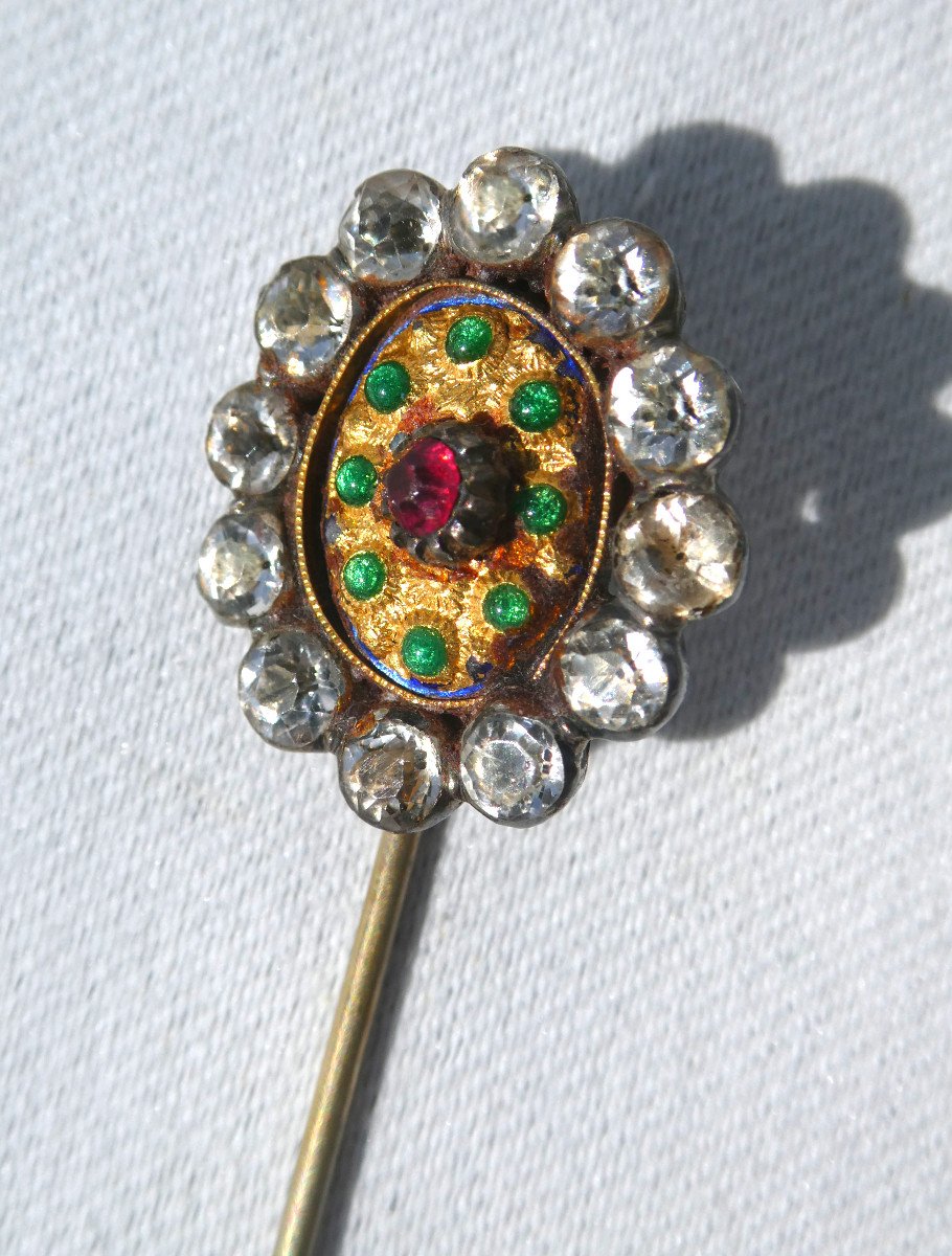 Chale Pin / Tie Nineteenth Time, Normandy, Rhinestones And Silver Norman Regional Jewel-photo-4