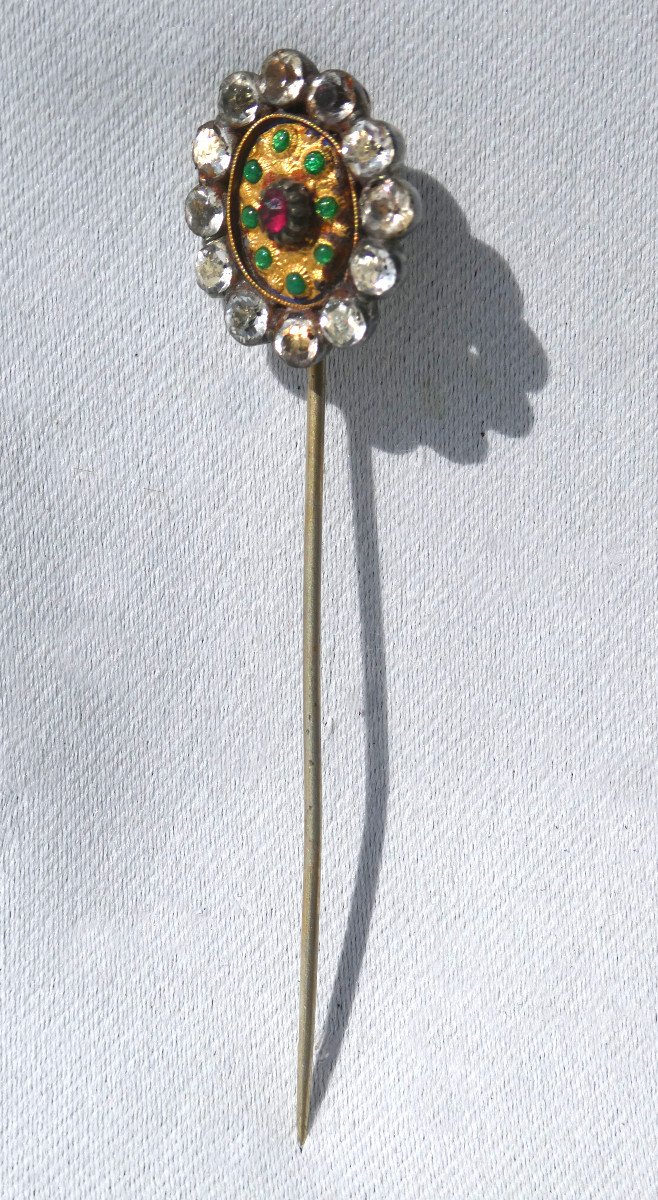 Chale Pin / Tie Nineteenth Time, Normandy, Rhinestones And Silver Norman Regional Jewel