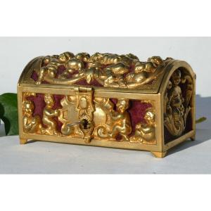 GILT BRONZE AND SILVER-PLATED JEWELRY BOX NAPOL