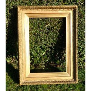 Large Frame In Wood & Golden Stucco Napoleon III Style, Garlands Of Foliage, Oil On Canvas , Mirror