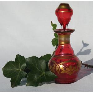 Perfume Bottle / Napoleon III Period, Garnet Red Color Enhanced With Gilding Nineteenth Century