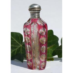 Flacon De Sels époque Napoléon III , Monture En Argent Massif , XIXe Parfum , Overlay