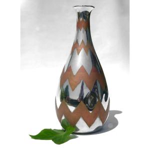 Soliflore Vase 1930 In Dinanderie, Christofle Style Art Deco, Luc Lanel / Auguste Delaherche