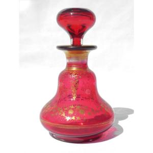 Perfume Bottle / Napoleon III Period Garnet Red Color Gilding 19th Century Melisse