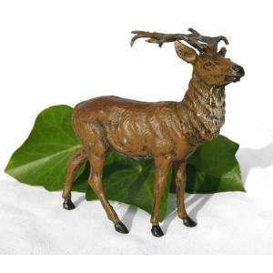 Lead From Nuremberg Late 19th Century Period, Deer, Napoleon III Animal Subject, Vienna Bronze