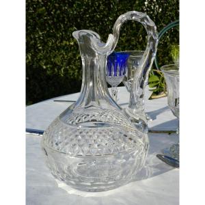 Saint Louis Crystal Water Carafe, Tommy / Trianon Model, Broc Diamond Points