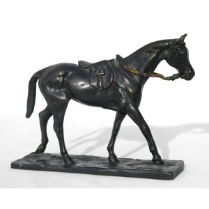 Animal Bronze, Horse Walking By Gaston d'Illiers (1876 - 1932), Esméralda Sealed 
