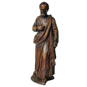 Sculpture Religieuse En Chêne , Saint Joseph Epoque Fin XIXe Siecle , Bois Sculpté 