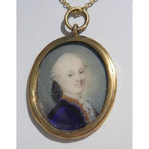 Pendentif Medaillon Epoque XVIIIe Siecle , Louis XVI , Portrait Miniature , Bijou , Homme 