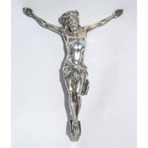Grand Christ En Argent Massif , Crucifix XIXe , Poinçon Tête De Minerve XIXe Napoléon III