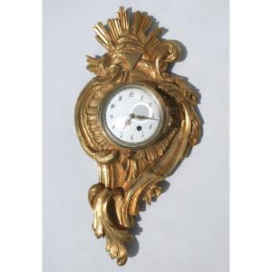 Masonic Alcove Cartel In Gilt Bronze, 18th Century Wall Clock, Freemason, Louis XV