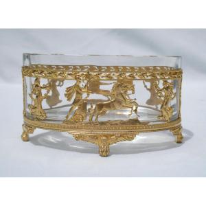 Empire Style Table Planter; Crystal & Gilt Bronze, Baccarat, 19th Century Antique Decor