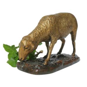 Animal Bronze, Napoleon III Period Sculpture, Grazing Sheep, 19th Century Signed Emile Lienard
