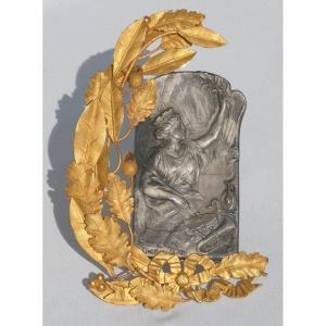 Bas Relief In Bronze & Silver-gilt, Allegory Of Music, Signed Kinsburger 1900 Art Nouveau