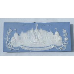 Plaque En Biscuit , Souvenir De l'Exposition Universelle De 1900 Paris Palais De l'Electricité