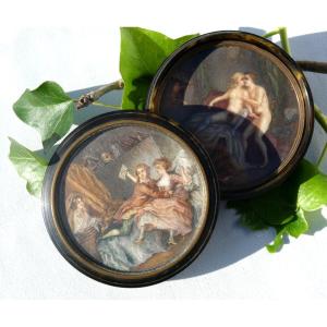 Box / Snuffbox With 18th Century Style System, Erotic Scene, Curiosa, 19th Century Double Bottom 