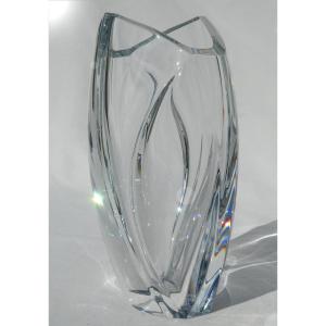 Modernist Baccarat Crystal Vase, Robert Rigot, Art Deco Style, Giverny Model