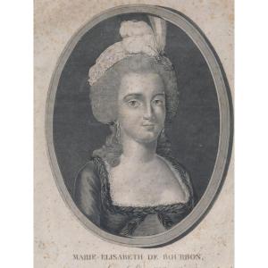 Portrait Of Madame Elisabeth, Sister Of King Louis XVI, 18th Century Engraving, Royalist Souvenir