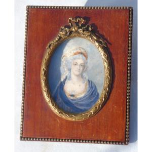 Portrait De Marie Antoinette , Reine De Frace Miniature , Epoque XIXe Siècle , Aquarelle