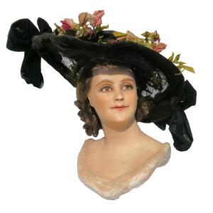 Grande Capeline / Coiffe Epoque 1910 , Chapeau De Mode , Fleurs De Modiste Belle Epoque Costume