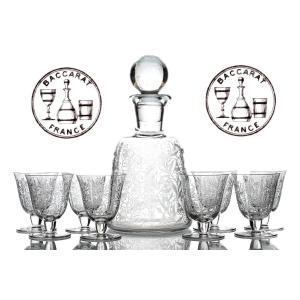 Baccarat Crystal Service, Argentina Model, Art Deco, Whiskey Decanter, Aperitif Glass