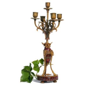 Candelabre / Chandelier Style Louis XVI En Agate & Bronze Doré XIXe , Bougeoir Marie Antoinette